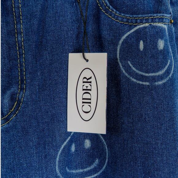 Cider Friday Happy Hours Denim High Rise Smiley Face Straight Leg Jeans 30" - Picture 4 of 6